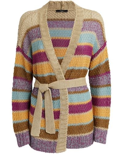 Weekend by Maxmara Linen Knitted Striped Cardigan - Multicolour