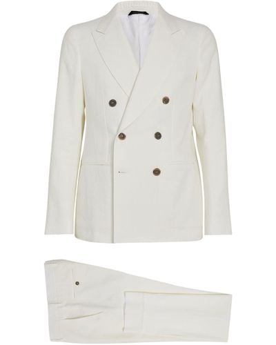 Giorgio Armani Linen Double-breasted Two-piece Suit - White