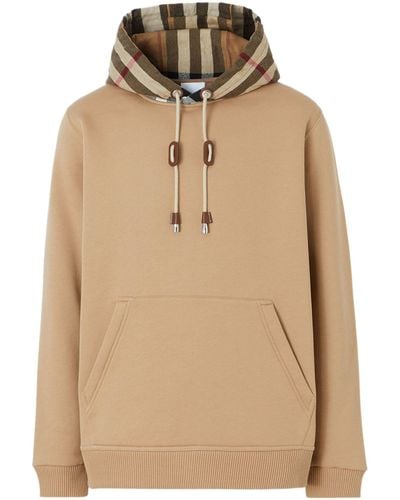 Burberry Check Detail Hoodie - Natural
