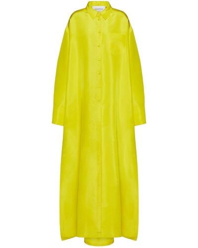 Valentino Silk Floor-length Shirt Dress - Yellow