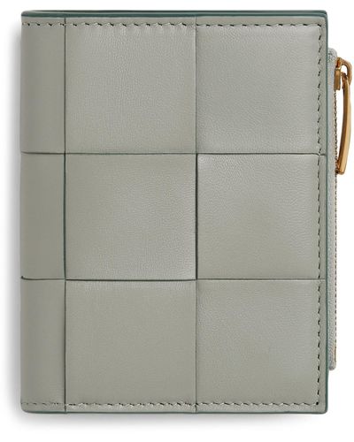 Bottega Veneta Leather Cassette Bifold Wallet - Gray