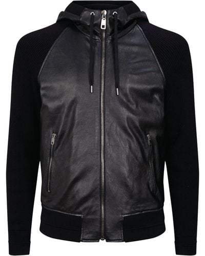 Dolce & Gabbana Leather Bomber Jacket - Black