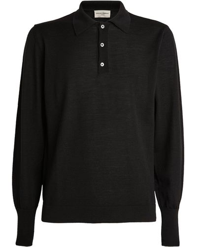 Officine Generale Knitted Brutus Polo Shirt - Black