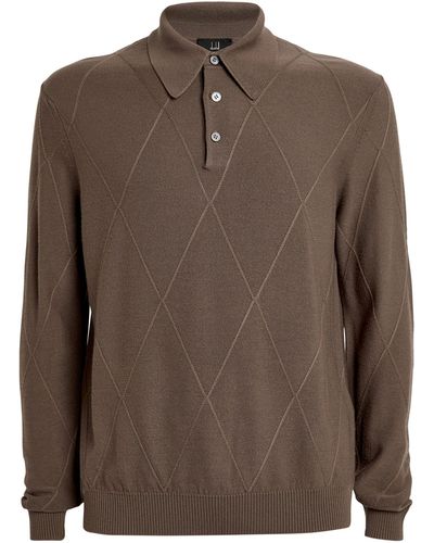 Dunhill Merino Wool Long-sleeve Polo Shirt - Brown