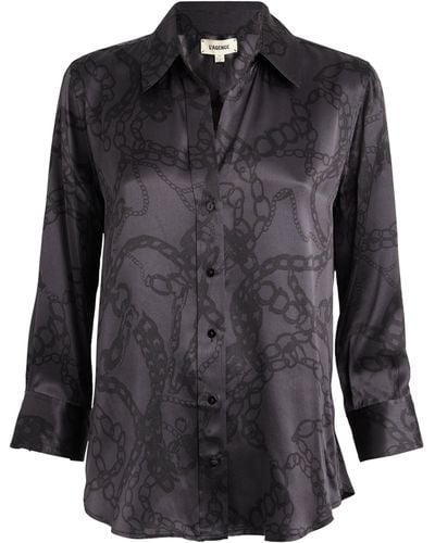 L'Agence Silk Jacquard Dani Shirt - Black