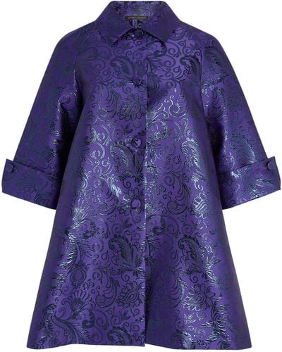 Marina Rinaldi Paisley Print Overcoat - Blue