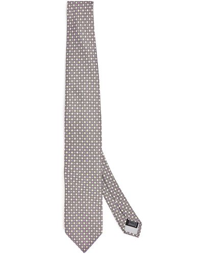 Pal Zileri Silk Geometric Print Tie - White