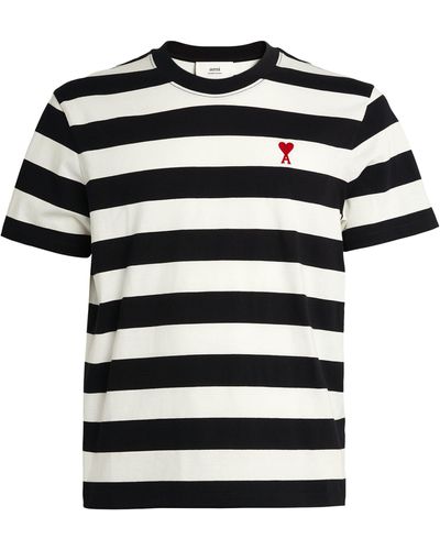 Ami Paris Cotton Striped T-shirt - Black