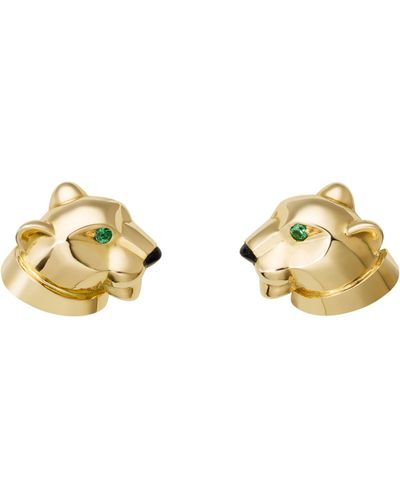 Cartier Yellow Gold, Tsavorite And Onyx Panthère De Earrings - Metallic