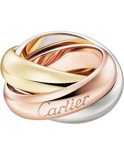Cartier Extra Large Yellow, White And Rose Gold Trinity Ring - Pink