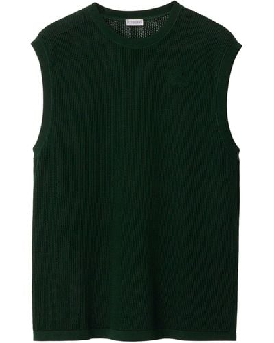 Burberry Cotton Mesh Sleeveless T-shirt - Green