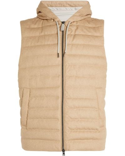 Herno Silk-cashmere Down Padded Gilet - Natural