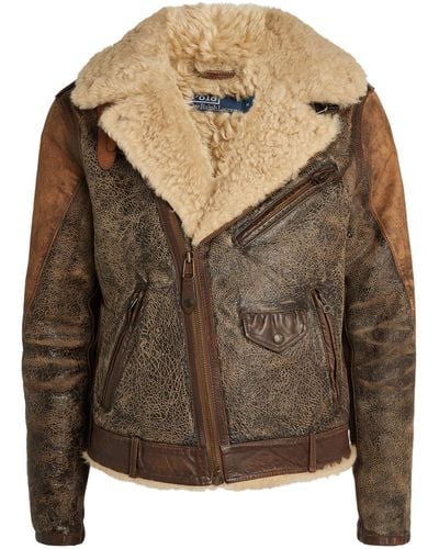 Polo Ralph Lauren Shearling Leather Jacket - Brown