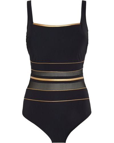 Gottex Sheer-detail Oynx Swimsuit - Black