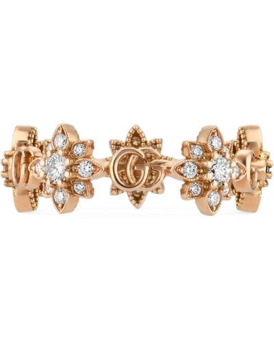 Gucci Rose Gold And Diamond Flora Ring - Natural