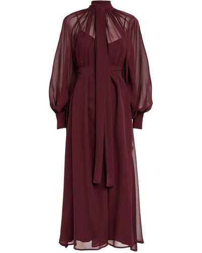 Kiton Silk Long-sleeve Midi Dress - Red