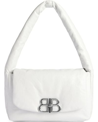 Balenciaga Leather Monaco M Shoulder Bag - White
