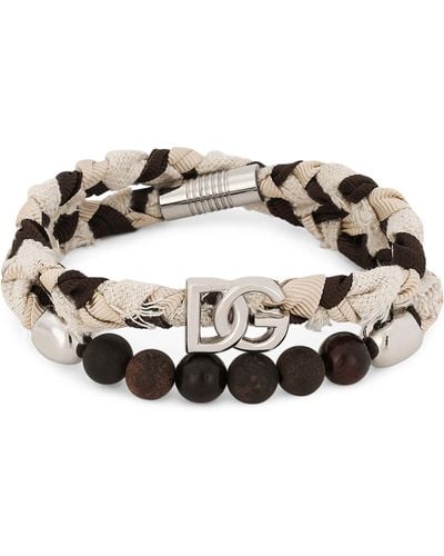 Dolce & Gabbana Braided Beaded Bracelet - Metallic