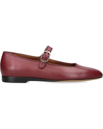 Le Monde Beryl Leather Mary Jane Ballet Flats - Red
