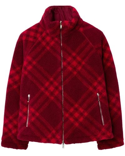 Burberry Fleece Check Sweatshirt - Red