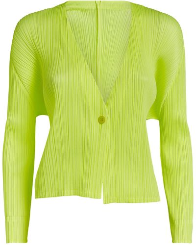 Pleats Please Issey Miyake Pleated Bouquet Colours Cardigan - Yellow