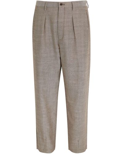 Giorgio Armani Wool-linen Blend Trousers - Grey