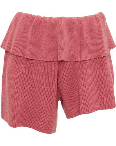 JW Anderson Rib-knit Asymmetric Shorts - Red