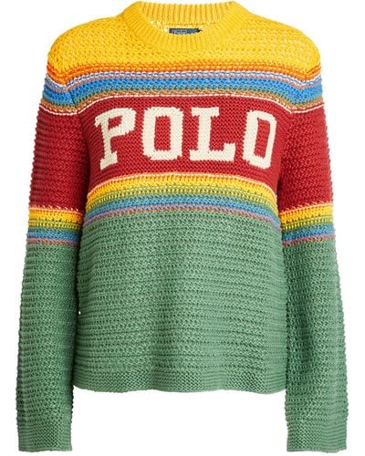 Polo Ralph Lauren Cotton-linen Crochet Jumper - Green