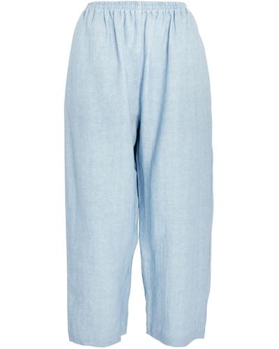 Eskandar Linen Japanese Trousers - Blue