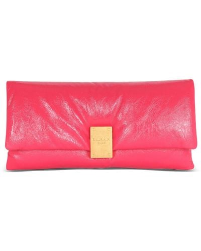 Balmain Patent Leather 1945 Soft Clutch Bag - Pink