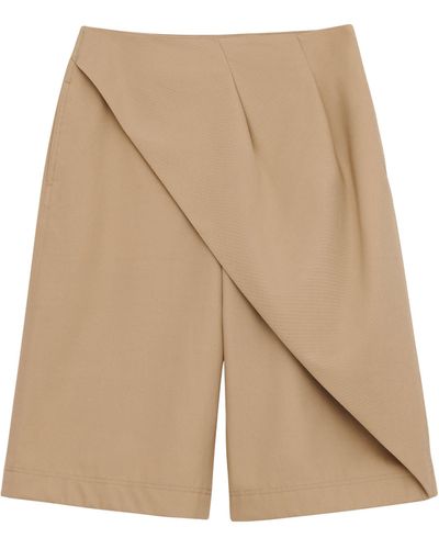 Loewe Cotton-blend Wrapped Pleated Shorts - Natural