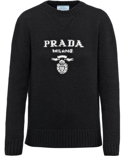 Prada Cashmere-wool Logo Sweater - Black