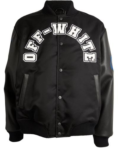 Off-White c/o Virgil Abloh Leather-sleeve Varsity Jacket - Black