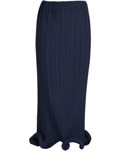 ROWEN ROSE Georgette Pleated Maxi Skirt - Blue
