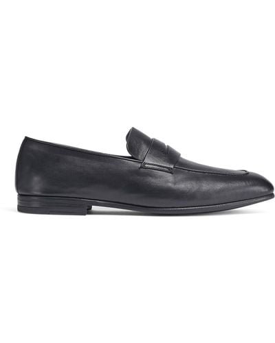 Zegna Leather Asola Penny Loafers - Blue