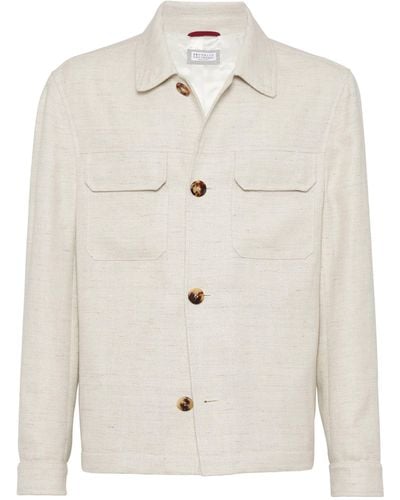 Brunello Cucinelli Linen-blend Overshirt - White