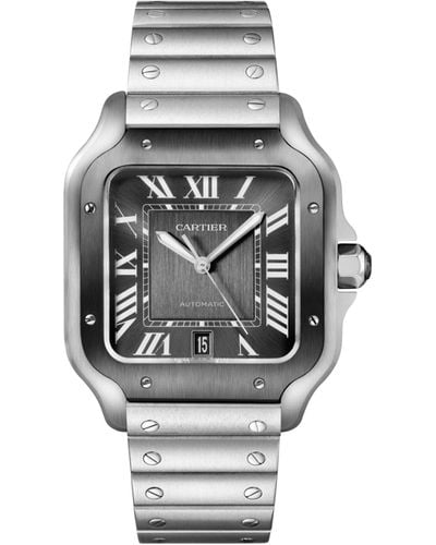 Cartier Steel Adlc Santos De Watch 39.8mm - Grey