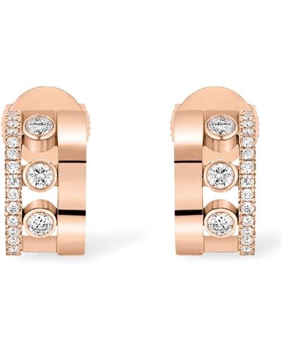Messika Rose Gold And Diamond Move Romane Hoop Earrings - Natural