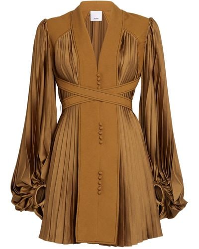 Acler Pleated George Mini Dress - Brown
