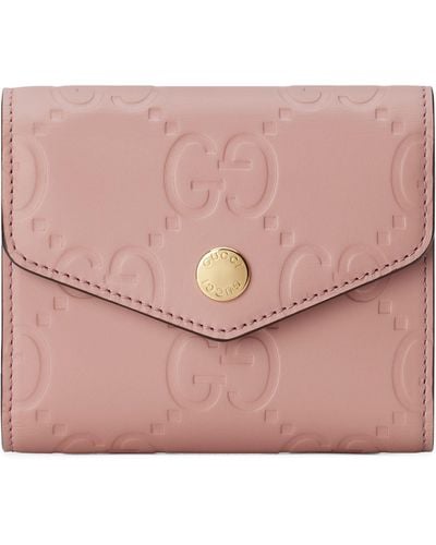 Gucci Leather Gg Wallet - Pink