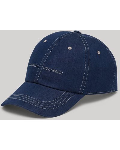 Brunello Cucinelli Denim Logo Baseball Cap - Blue