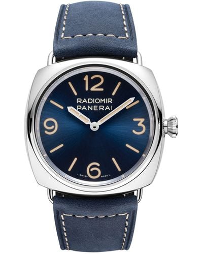 Panerai Stainless Steel And Calf Leather Radiomir Officne Watch 45mm - Blue