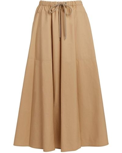Moncler Cotton Midi Skirt - Natural