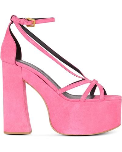 Balmain Suede Cam Platform Sandals 160 - Pink