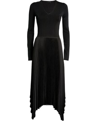 JOSEPH Pleated Dubois Midi Dress - Black