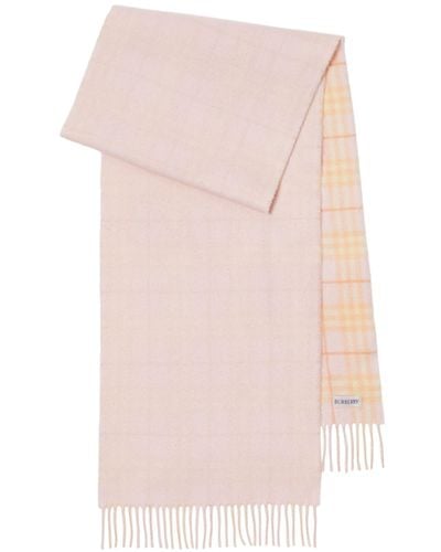 Burberry Cashmere Reversible Check Scarf - Pink