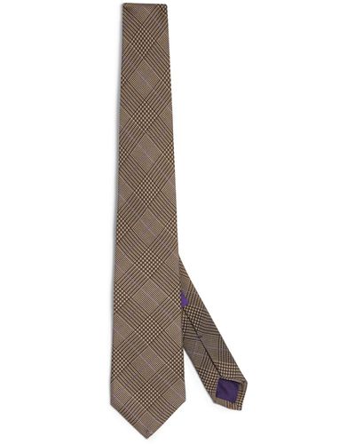Ralph Lauren Purple Label Cashmere Check Tie - Brown