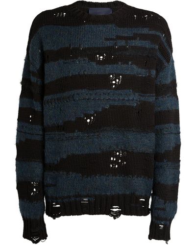 Juun.J Mohair Striped Sweater - Black
