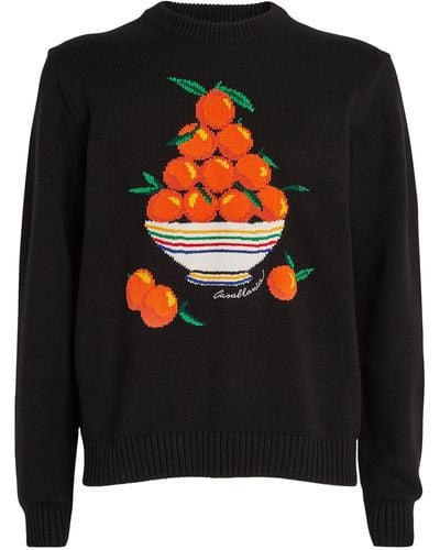 Casablancabrand Intarsia Knit Pyramide D'oranges Sweater - Black