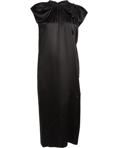 Simone Rocha Silk Shoulder-bite Midi Dress - Black
